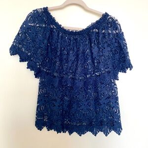 Stunning navy blue lace top by Allison NY. Excellent condition. Size S.